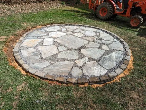 Newly constructed stone patio